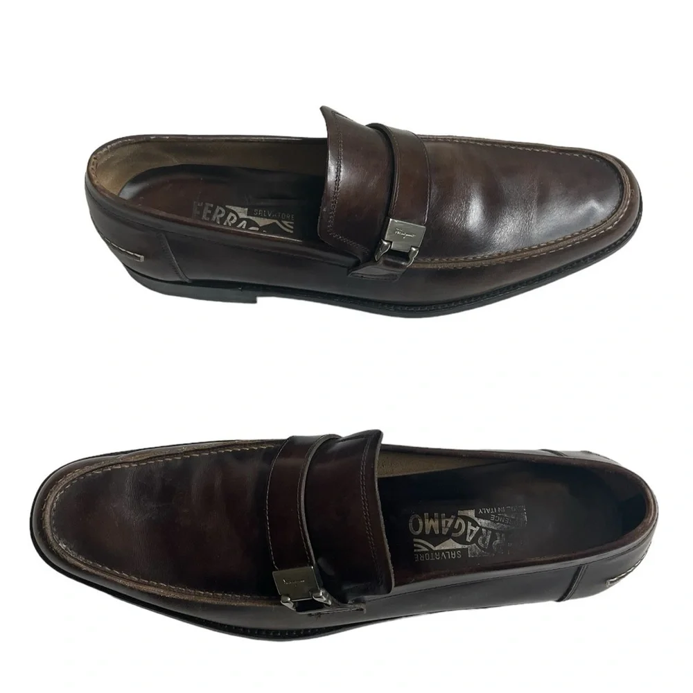 Rare Salvatore Ferragamo Florence Brown Leather Loafers - Italy size 9